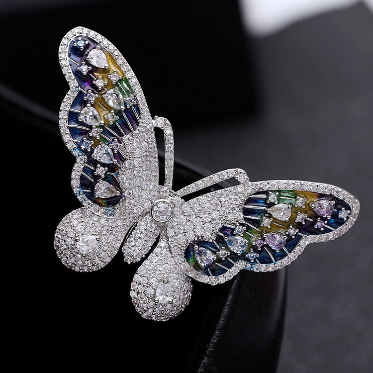 Red Trees Brand High Quality Butterfly Insect Brooches For Women Wedding With Cubic Zirconia Sweater Accessories Brooch Drop