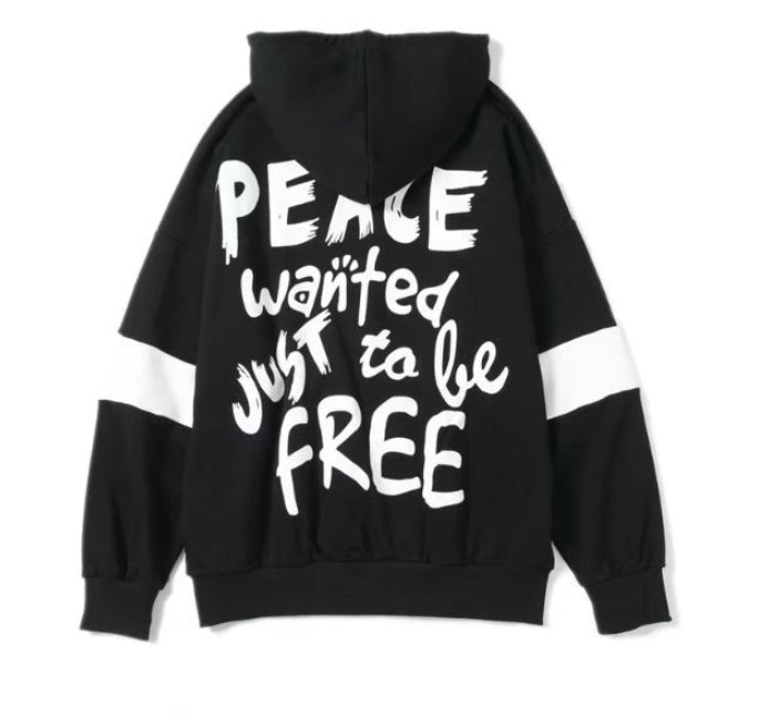 Street Fashion Back Letter Printing Unisex Loose Fit Hoodie