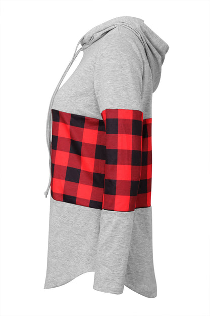 Best selling check stitching hooded sweater