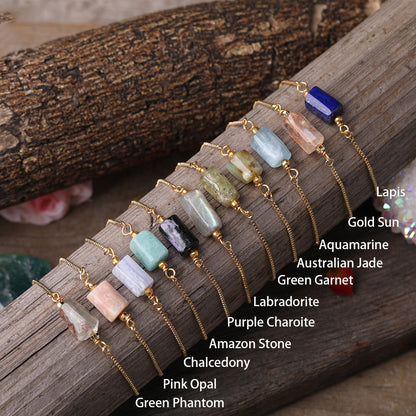 New Multiple Prismatic Stone Metal Chain Bracelet Adjustable Women Bracelet