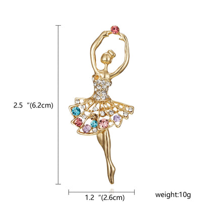 Rhinestone Pearl Dress Dancing Girl Brooches Women Dancer Sports Brooch Pins Gifts