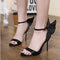 Rhinestone Party Shoes Stiletto Toe Buckle Color Matching High Heel Sandals Women