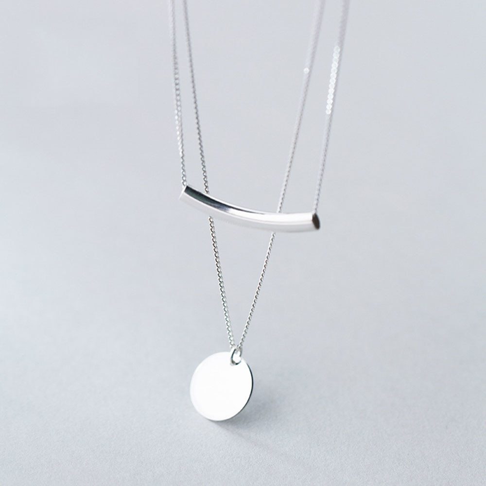 Coins Pendant 925 Silver Layered Necklace Choker Kolye Charm Minimalism Vintage Boho Bijoux Femme Collier Necklace Women Jewelry