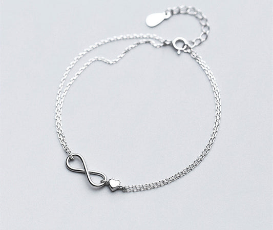 S925 Silver Bracelet Women Double Bracelet Sweet Hand Jewelry