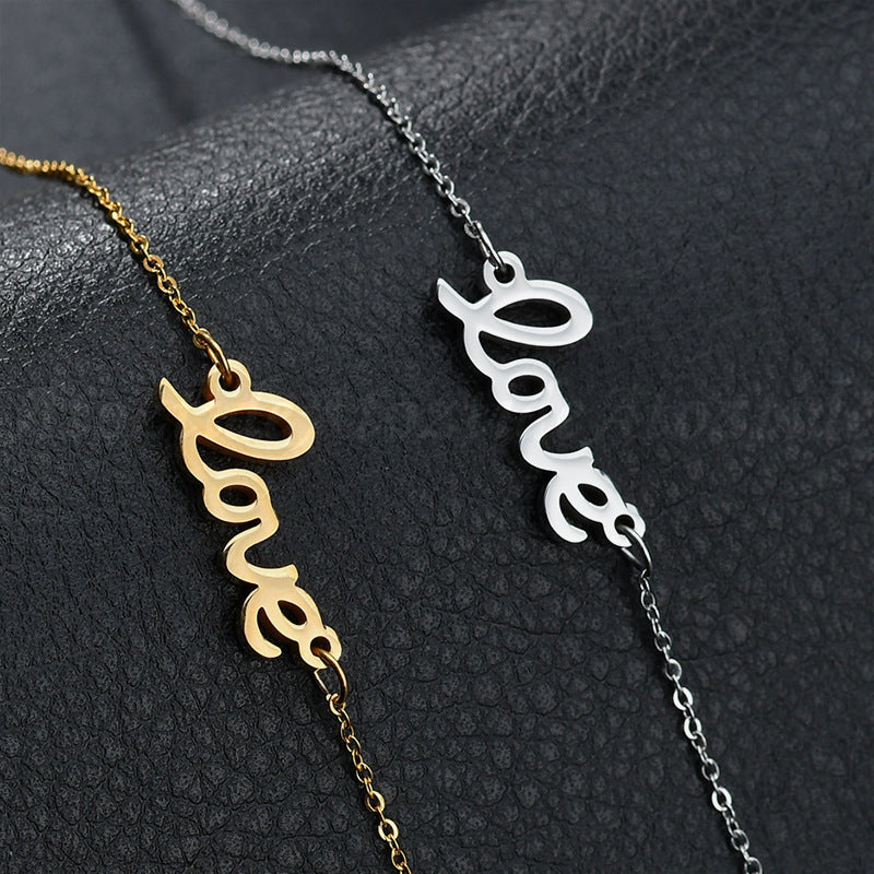 Personalized Antique English Personalized Name Necklaces For Women Gold Silver Color Stainless Steel Chain Pendant Necklace Jewelry