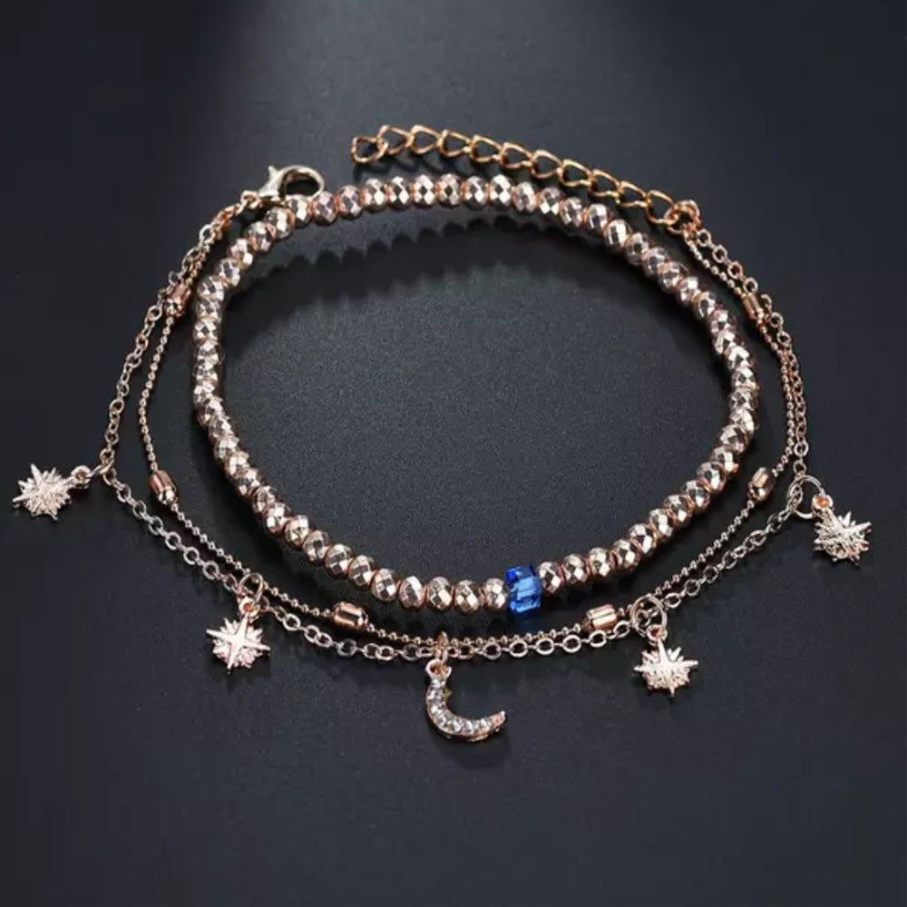 Anklet Multi-layer Women's Beaded Star Moon Anklet Women