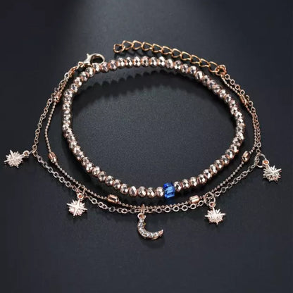 Anklet Multi-layer Women's Beaded Star Moon Anklet Women