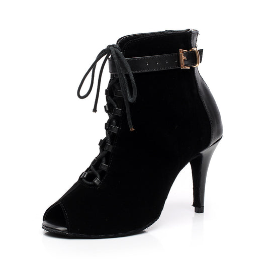 Black Women's High Heel Boots Latin Dance Shoes