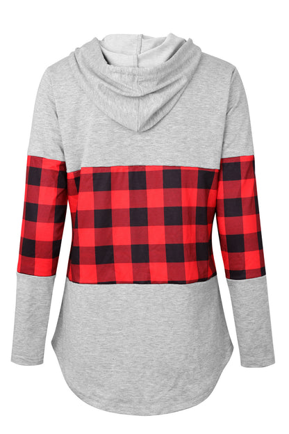 Best selling check stitching hooded sweater