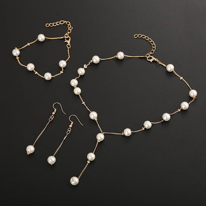 Pearl simple temperament necklace earrings bracelet