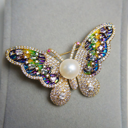 Red Trees Brand High Quality Butterfly Insect Brooches For Women Wedding With Cubic Zirconia Sweater Accessories Brooch Drop