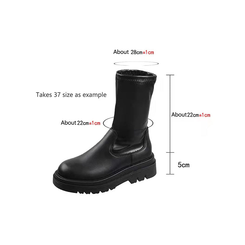 Thick Sole Knee High Boots For Women Chunky Heel Black Long Boots Leather Knight Boots Fashion Winter Shoes