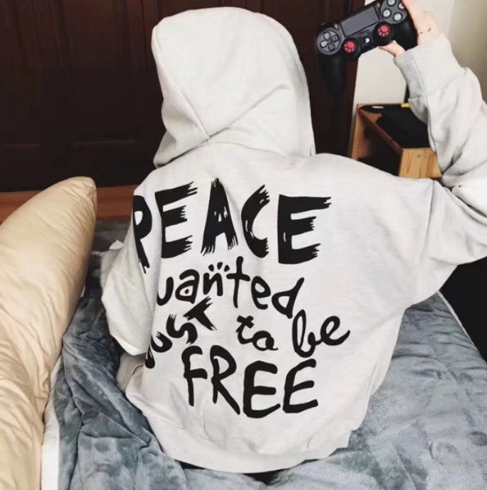 Street Fashion Back Letter Printing Unisex Loose Fit Hoodie