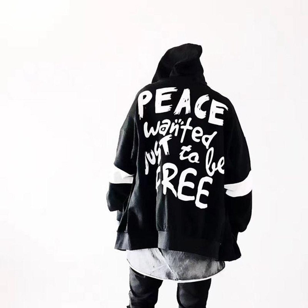 Street Fashion Back Letter Printing Unisex Loose Fit Hoodie