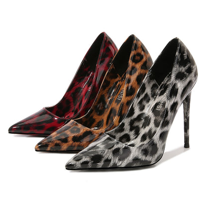 Leopard Print Pointed High Heel Shoes Stiletto Oversized