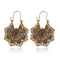 Vintage ethnic style metal openwork floral flower earrings