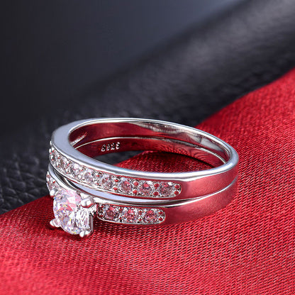 Silver Color Ring Sets For Women Fashion Wedding Band Bridal Engagement Ladies Rings Jewelry Female Cubic Zirconia Bagues