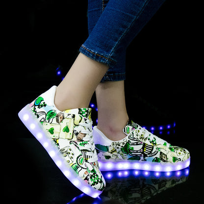 Men and women light shoes couple fluorescent shoes