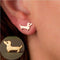 Vintage Hippie Small Sausage Dog Stud Earrings Boho Dog Love Jewelry For Women