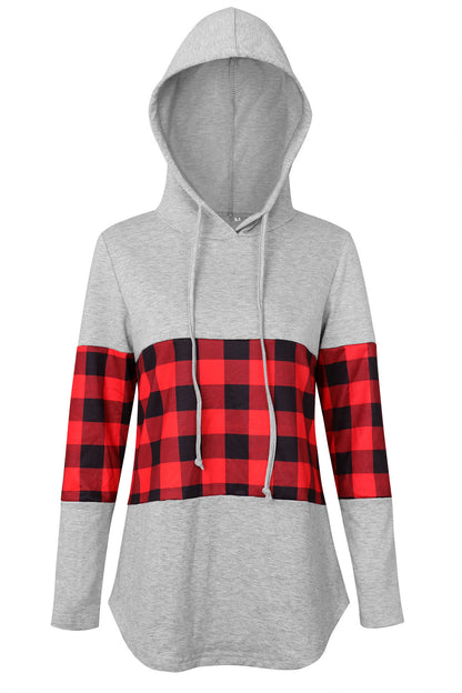 Best selling check stitching hooded sweater