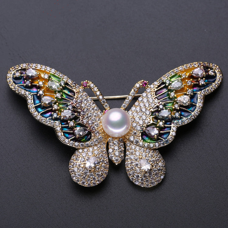 Red Trees Brand High Quality Butterfly Insect Brooches For Women Wedding With Cubic Zirconia Sweater Accessories Brooch Drop