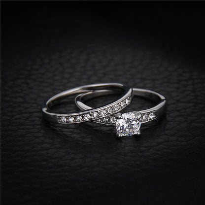 Silver Color Ring Sets For Women Fashion Wedding Band Bridal Engagement Ladies Rings Jewelry Female Cubic Zirconia Bagues