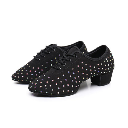 Women's Latin Dance Oxford Cloth Full Diamond Shoes