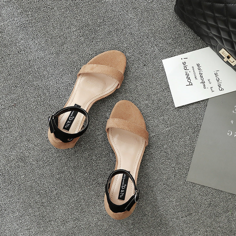 Summer New Korean Version Of Rough Heel Hollowed Out Women's High Heel Shoes, Sandals, Guangzhou Women Shoes 50240