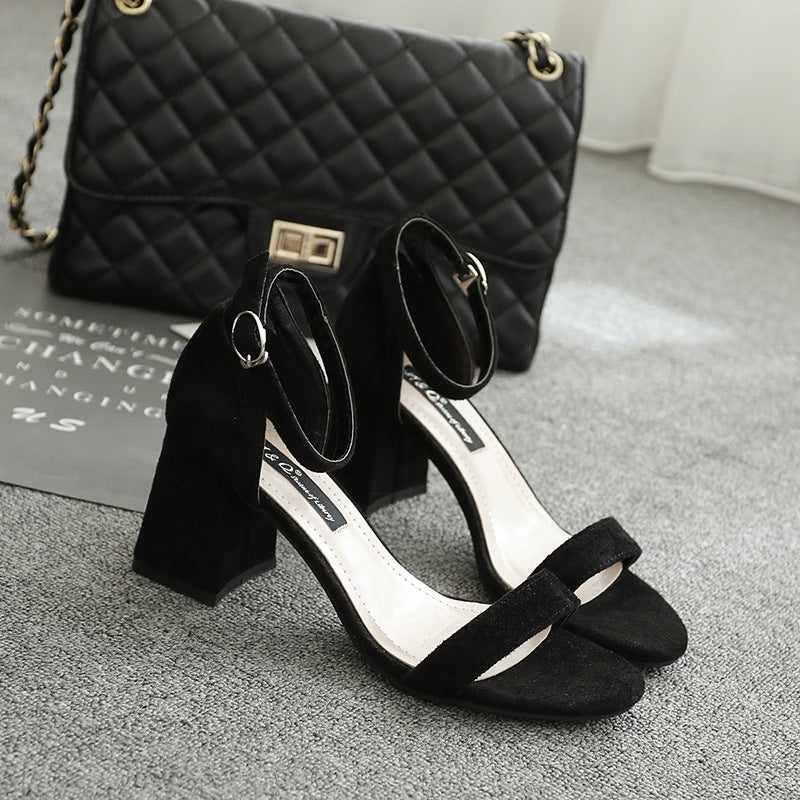 Summer New Korean Version Of Rough Heel Hollowed Out Women's High Heel Shoes, Sandals, Guangzhou Women Shoes 50240