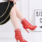 Red Modern High Heel Latin Dance Shoes