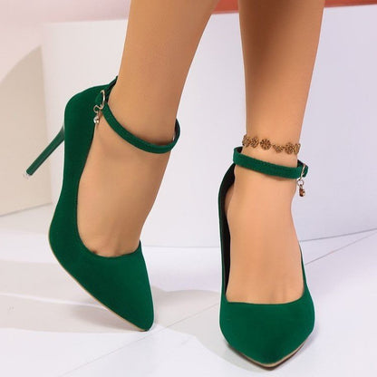 Ladies New All-Match Pointed Toe Buckle High Heels