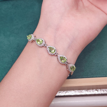 Inlaid Natural Olivine Bracelet For Women