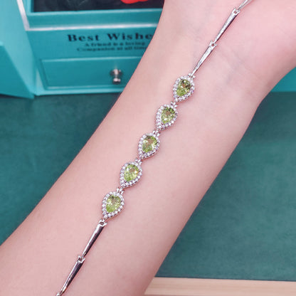 Inlaid Natural Olivine Bracelet For Women