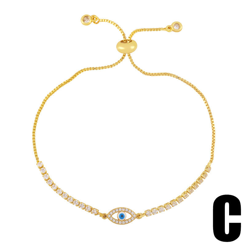 18K Real Gold Simple Zircon Bracelet Women