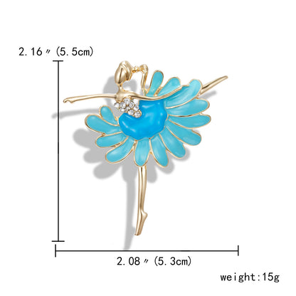 Rhinestone Pearl Dress Dancing Girl Brooches Women Dancer Sports Brooch Pins Gifts