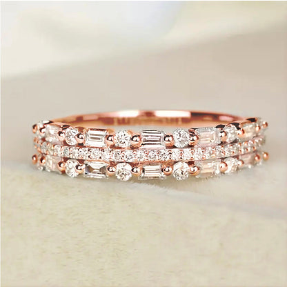 Multilayer Ring Three-layer Fine Circle Line Setting For Women Full Finger Rings Jewelry Gifts