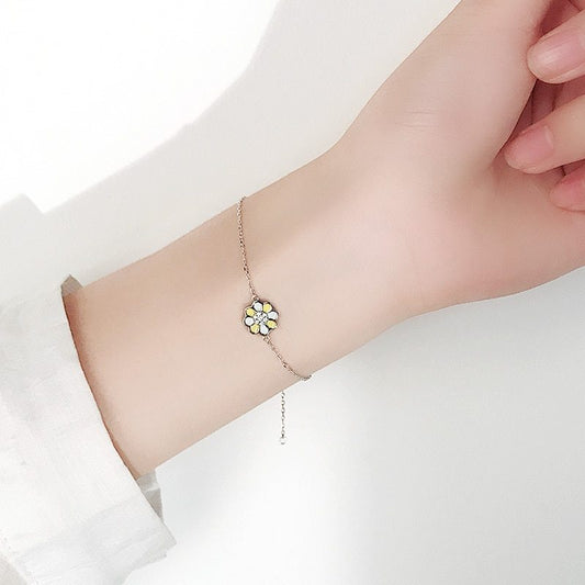 Sun Flower Bracelet Women 925 Silver Girlfriend Bracelet