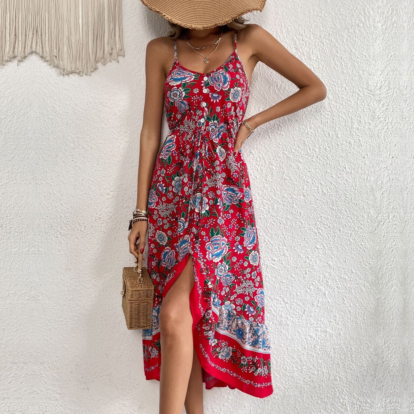 Printed Dress Sling Dress Women