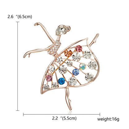 Rhinestone Pearl Dress Dancing Girl Brooches Women Dancer Sports Brooch Pins Gifts