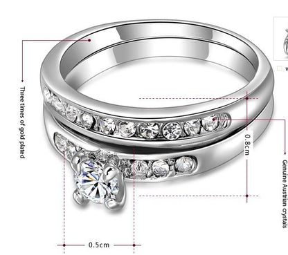 Silver Color Ring Sets For Women Fashion Wedding Band Bridal Engagement Ladies Rings Jewelry Female Cubic Zirconia Bagues