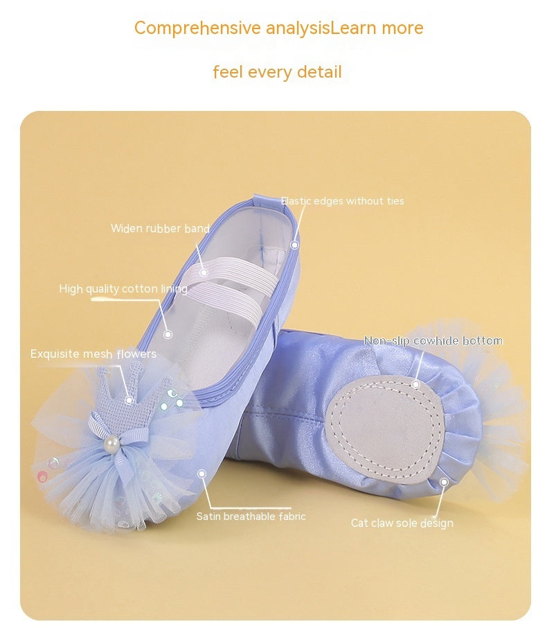 Children's Dance Shoes Soft Bottom Training Shoes Girl Cat's Paw Dancing