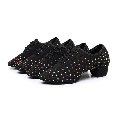 Women's Latin Dance Oxford Cloth Full Diamond Shoes