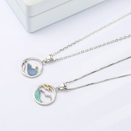 925 Sterling Silver Couple Necklace Women