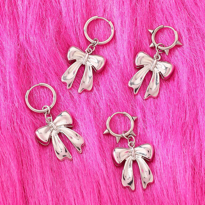 Cute Swirls Bowknot Gothic Charm Rivet Earrings For Women Punk Pull Style Jewelry Vintage