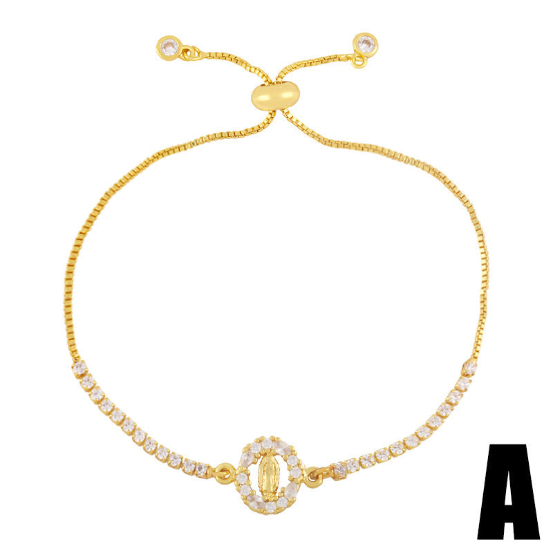 18K Real Gold Simple Zircon Bracelet Women