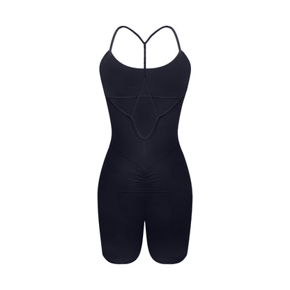 V Waist Pleated Yoga Jumpsuit Women