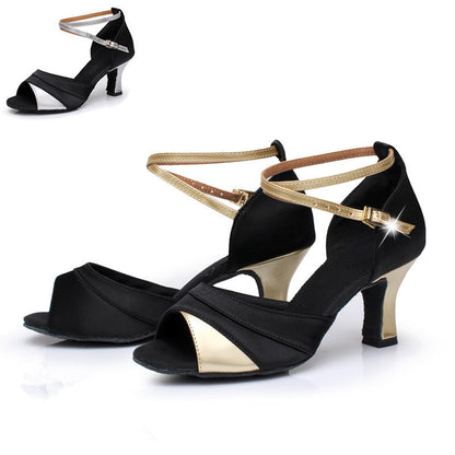 New Splicing Mid-high Heel Latin Dance Shoes