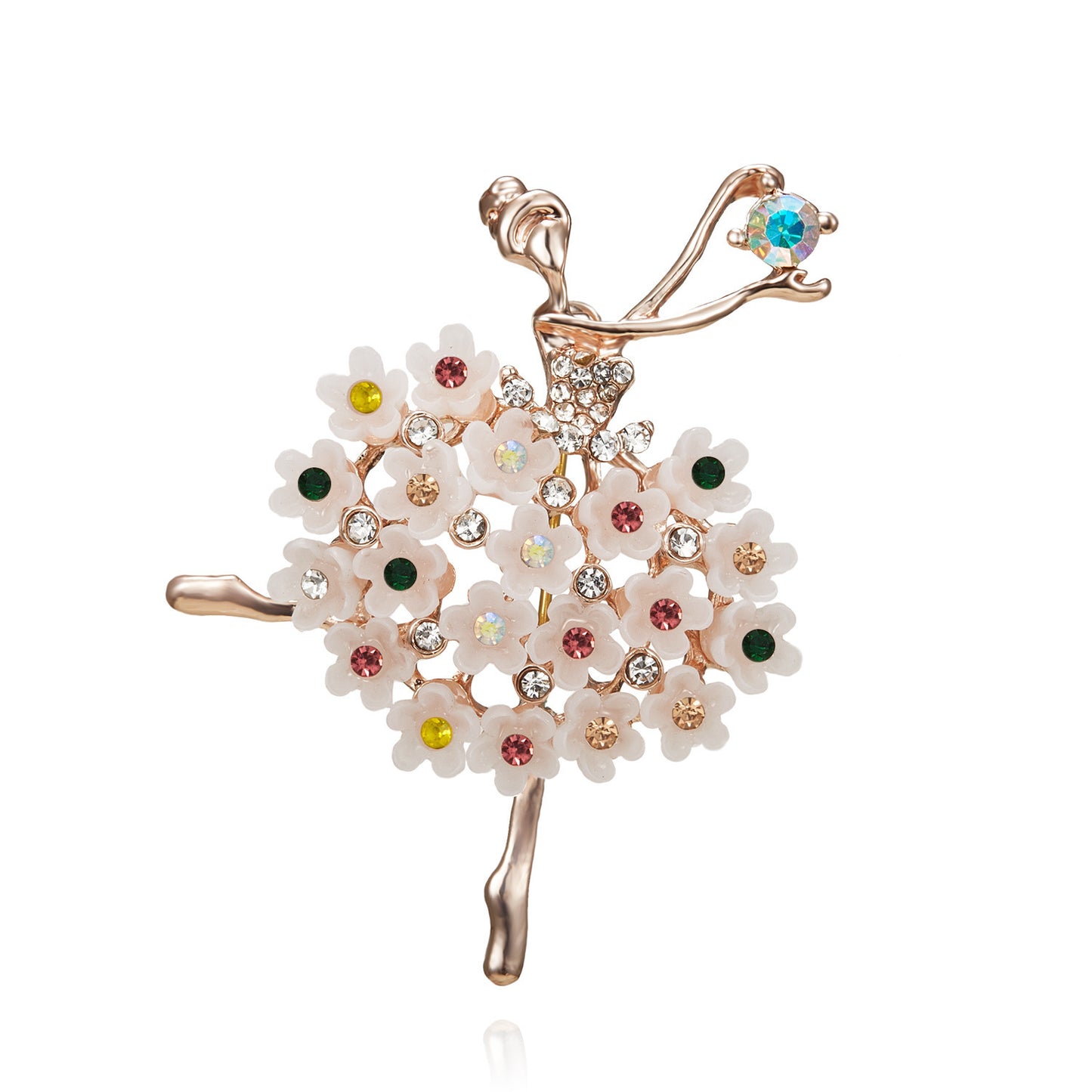 Rhinestone Pearl Dress Dancing Girl Brooches Women Dancer Sports Brooch Pins Gifts