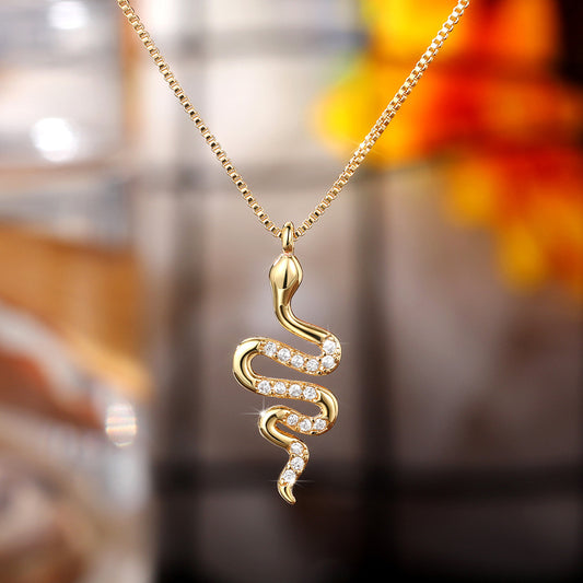 Popular Carved Snake Pendant Vintage Gothic Animal Clavicle Chain Necklace Fashion Jewelry