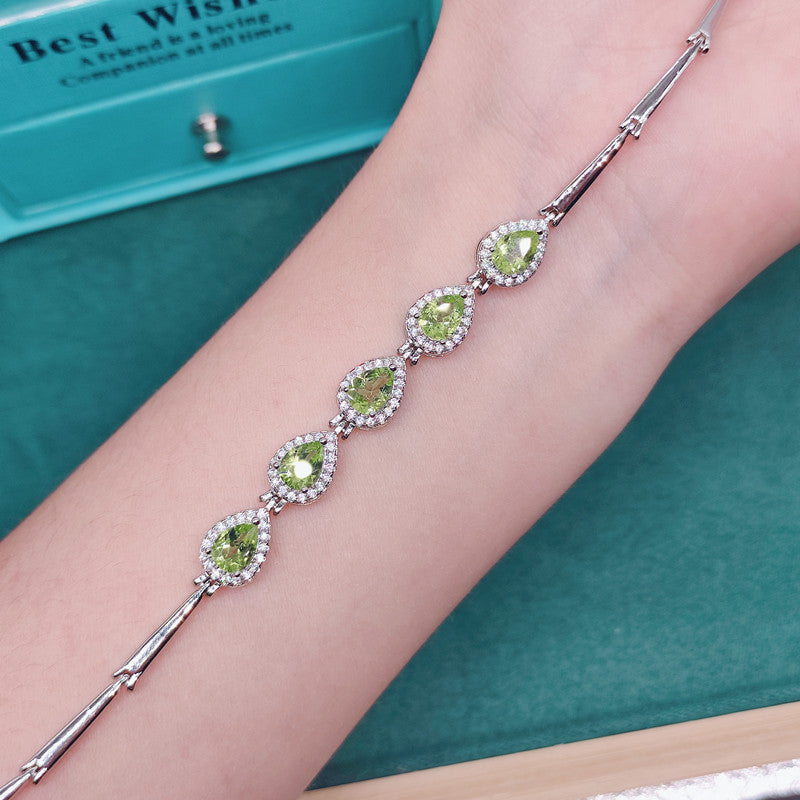 Inlaid Natural Olivine Bracelet For Women